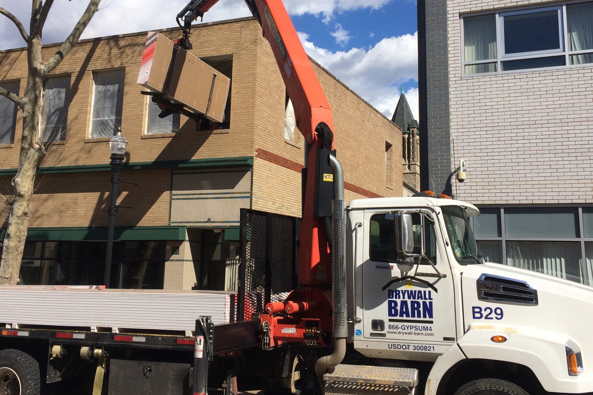 Drywall Barn Boom Truck Delivery Second Story Drywall Barn