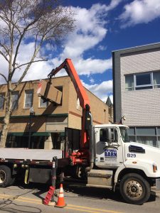 Drywall Barn Boom Truck Delivery - Second Story