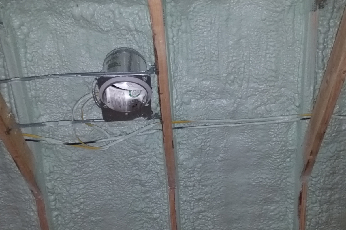 Spray Foam Insulation on walls Drywall Barn